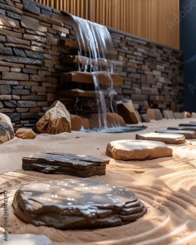 a small waterfall is coming out of a rock wall © KWY