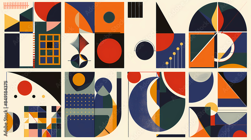 Set Of Swiss Design Inspired Background Vector Illustration. Cool Geometric Abstract Modernist Placard. Set Of Swiss Design Inspired Background Vector Illustration. Cool Geometric Abstract Modernist Placard.