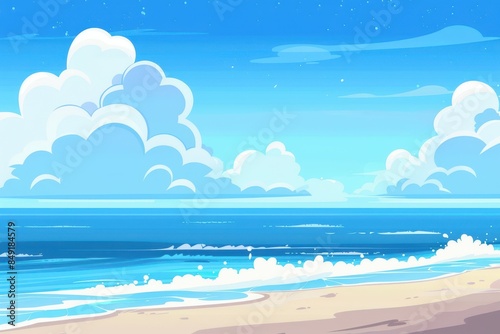 Summer Beach Landscape with Blue Sky and White Clouds © Halfjoy