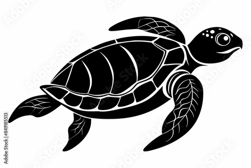 Sea Turtle Black Silhouette Vector,turtle, cartoon, animal, reptile, tortoise, illustration, vector, cute, shell, green, sea, nature,  photo