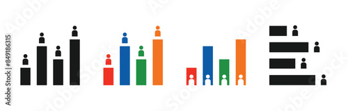 Exit polling vector icon set, Ballot results icons in different style