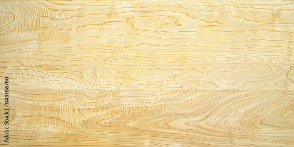 Fototapeta premium Smooth birch wood background with light yellowish tones and fine grain: Perfect for minimalist or modern designs, the yellowish tones and fine grain of birch wood create a fresh and clean look