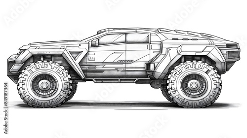 Heavy-duty futuristic armored vehicle