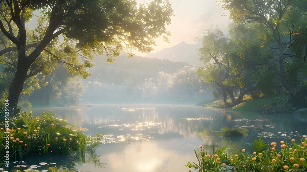 Scenic View in the Middle of the Forest: A Hidden Oasis of Serenity. generative AI Scenic View in the Middle of the Forest: A Hidden Oasis of Serenity. generative AI