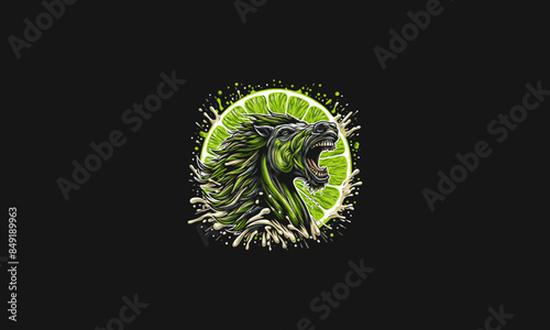 head horse angry with lime vector artwork design