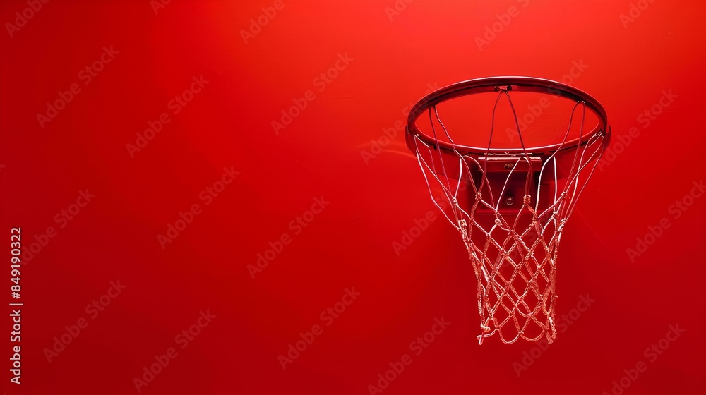 basketball hoop on a red background, taken from a low angle shot, laid flat, resembling a copy space concept sport banner design basketball hoop on a red background, taken from a low angle shot, laid flat, resembling a copy space concept sport banner design