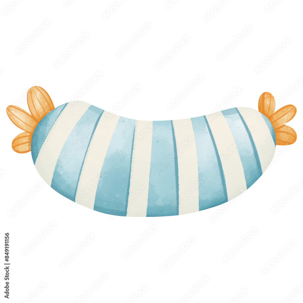 Cute Striped Blue Sausage Pillow Illustration