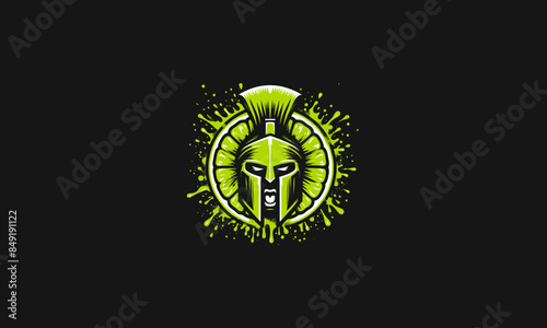 head spartan angry with lime vector artwork design