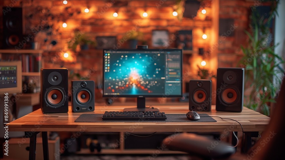 a home-based podcast studio, professional style interior design a home-based podcast studio, professional style interior design