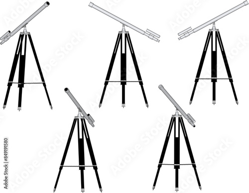 Vector illustration sketch design of an advanced telescope for viewing the moon