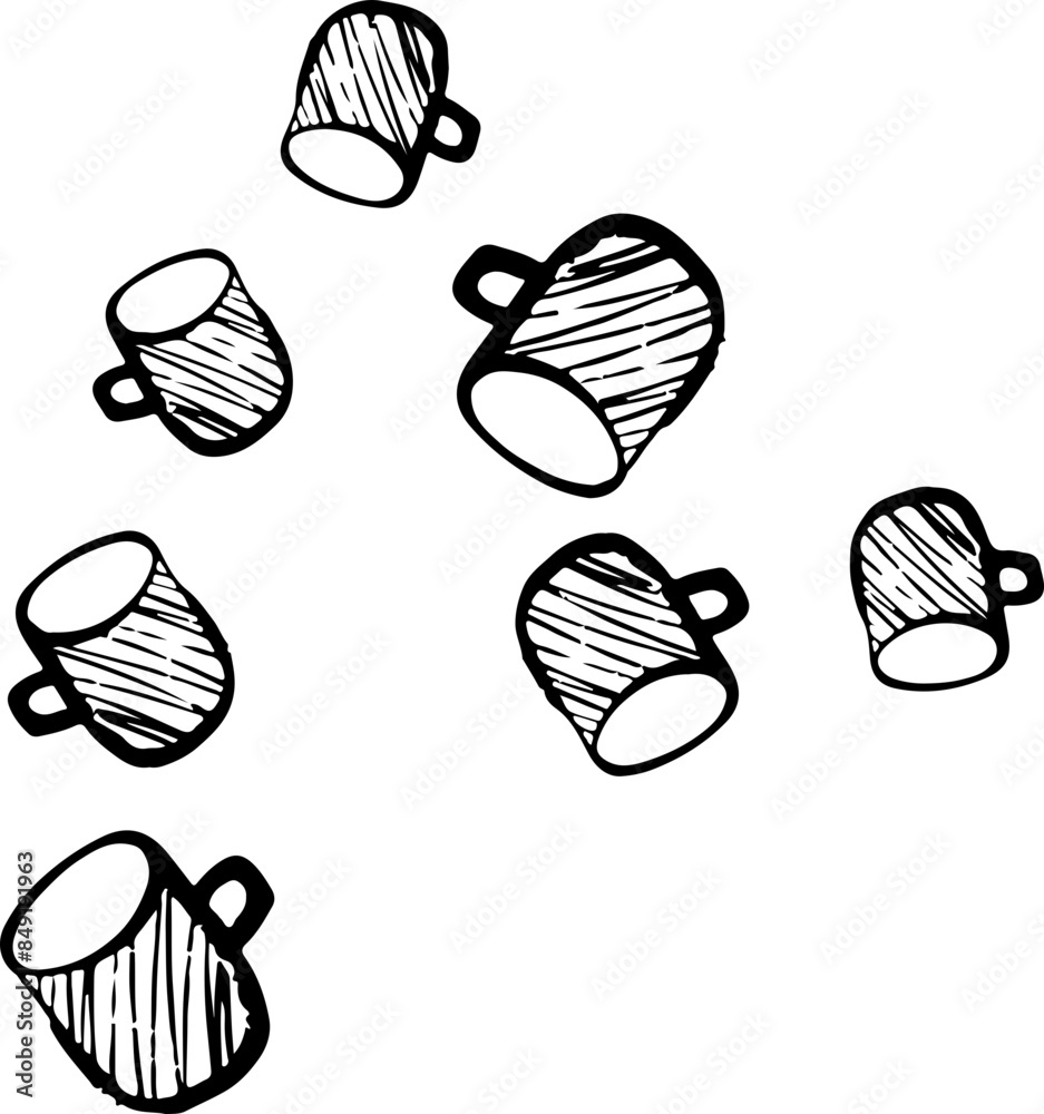 sketchy mugs decor vector silhouette sketchy mugs decor vector silhouette