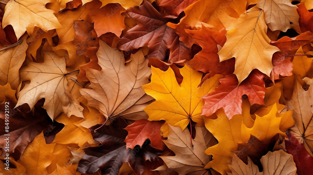 Autumn Leaves Close-up with Variety of Colors Autumn Leaves Close-up with Variety of Colors