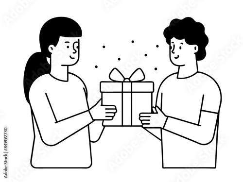 best friend gift outline art