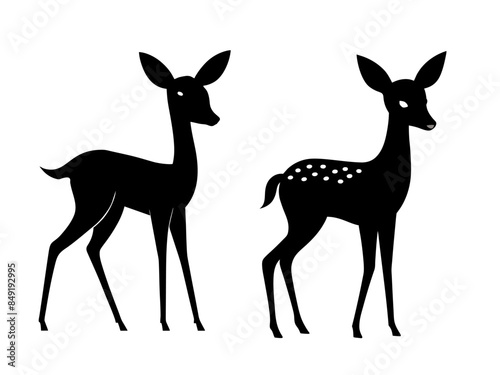 Silhouette Fawn set vector art