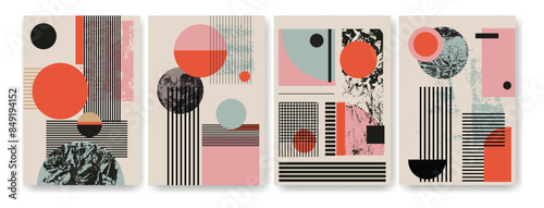 Set of vector illustrations, abstract posters. Modern paintings for interior. Template vector design for Brochure, Template vector design for Brochure,  Magazine, Poster,  Presentation, Portfolio, Fly
