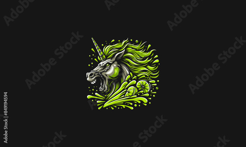 head horse angry with lime vector artwork design
