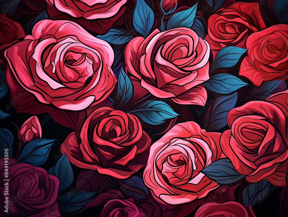 seamless pattern with pink roses seamless pattern with pink roses