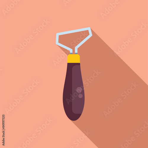Shoe repair tool with wooden handle for removing excess leather, isolated on background