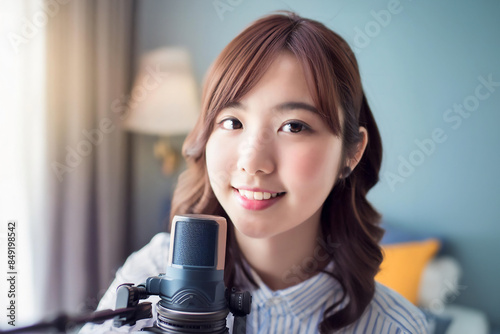 ライブ配信をする日本人の若い女性