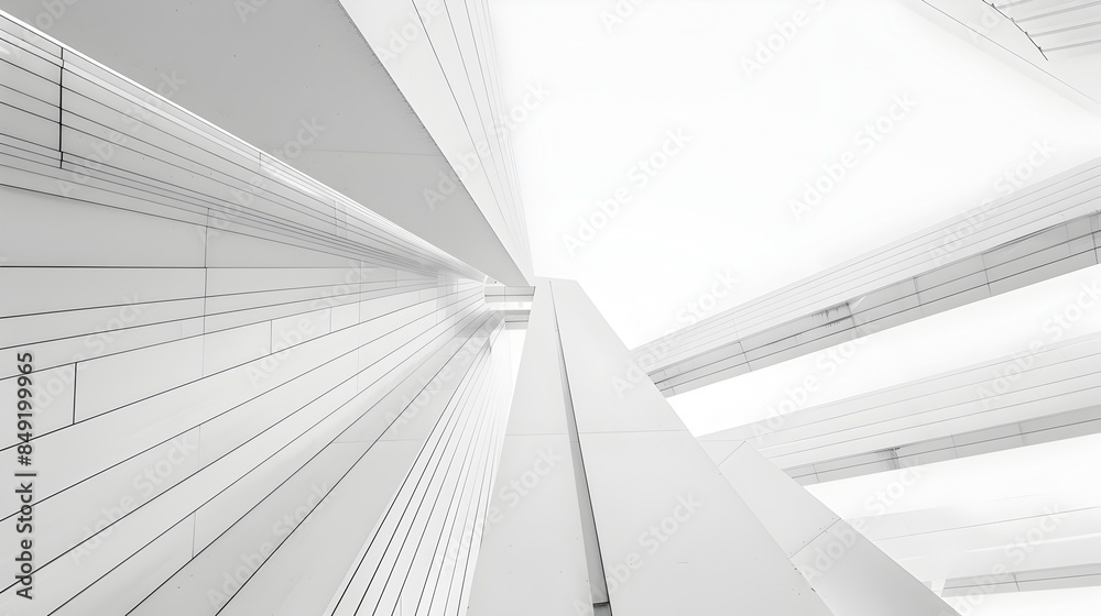 Obraz premium Minimalist Architectural Corridor with Converging Geometric Lines and Patterns