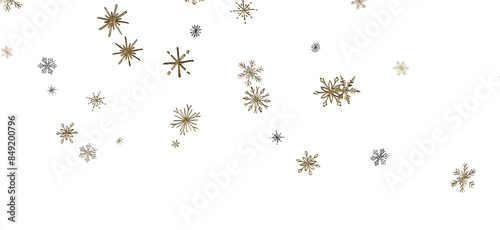 Snowflake Ballet: Exquisite 3D Illustration of Descending Festive Snowflakes in Motion