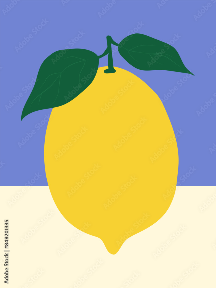Aesthetic contemporary lemon poster. Retro groovy citrus fruit design for wall prints. Vintage 70s style vector illustration. Aesthetic contemporary lemon poster. Retro groovy citrus fruit design for wall prints. Vintage 70s style vector illustration.