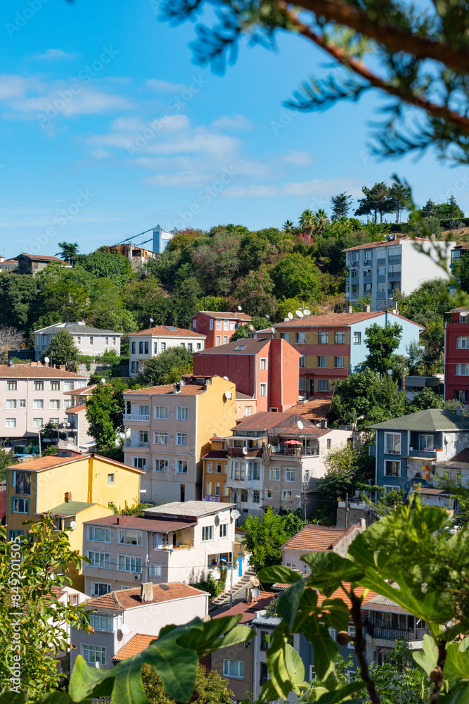 Istanbul Bosporus the neighborhood of Usküdar with beautiful buildings in green scenery Istanbul Bosporus the neighborhood of Usküdar with beautiful buildings in green scenery