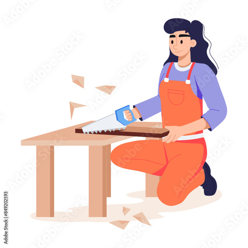 Download flat illustration of carpenter 