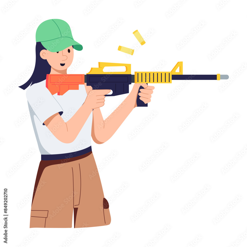 Easy to edit flat illustration of gun shooting practice Easy to edit flat illustration of gun shooting practice