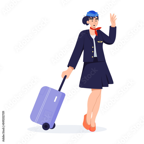 Modern flat illustration of flight attendant 