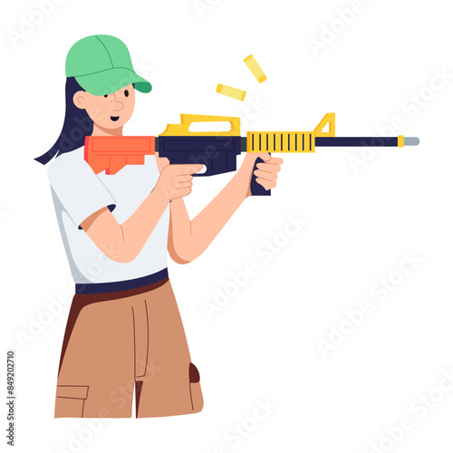 Easy to edit flat illustration of gun shooting practice 