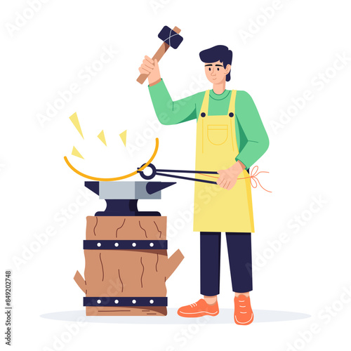 Ready to use flat illustration of blacksmith worker 