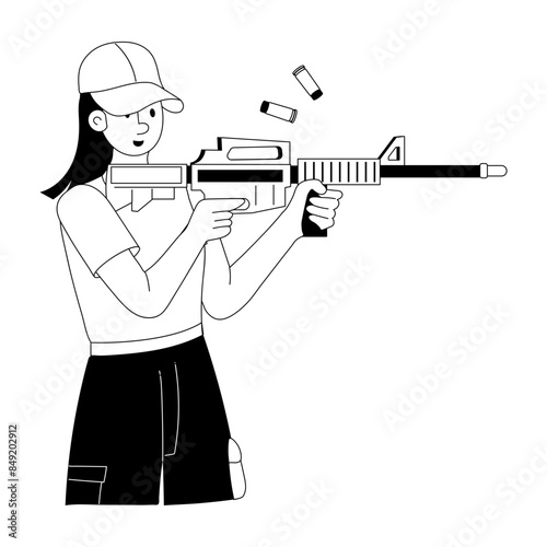 Easy to edit glyph illustration of gun shooting practice 