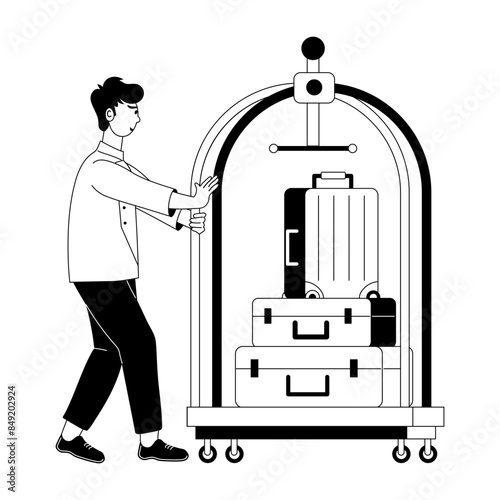 Premium glyph style illustration of bellhop 