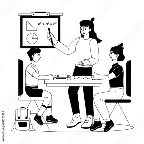 A handy glyph illustration showing teacher 