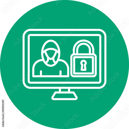 Cyber attack line circle icon