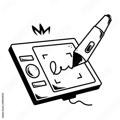 An engaging line icon of signature scanning