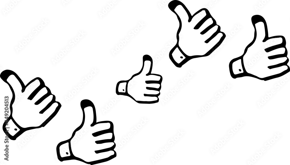 Thumbs up decor pattern vector silhouette. repeating. Thumbs up decor pattern vector silhouette. repeating.