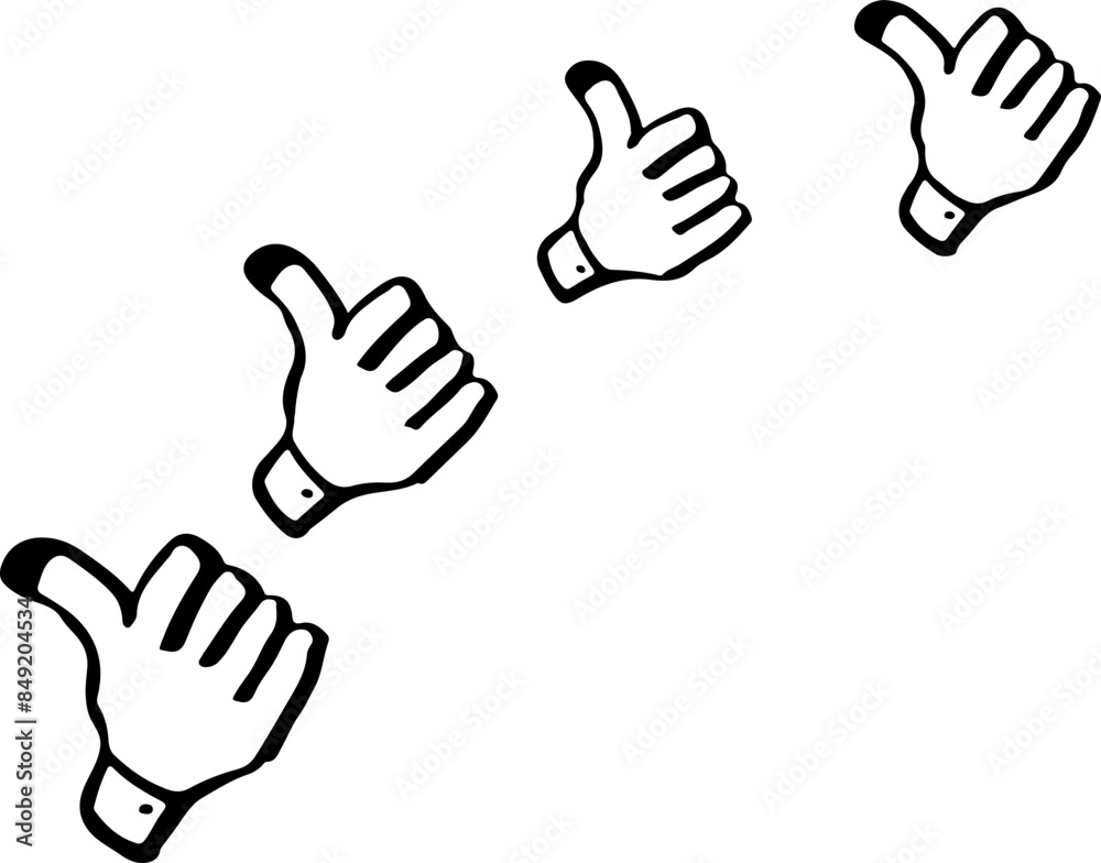 Thumbs up decor pattern vector silhouette. repeating.