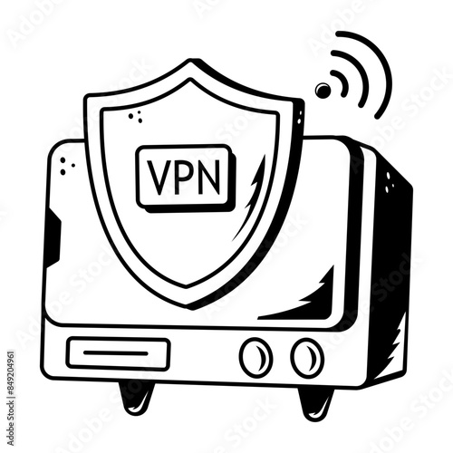 Latest doodle icon of vpn protection 