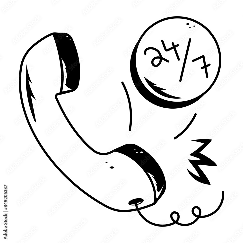 Here’s a doodle icon depicting call service Here’s a doodle icon depicting call service