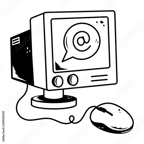 Latest hand drawn icon of contact information 