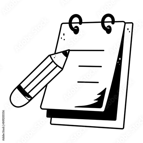 Jotting down information, doodle style icon 