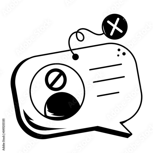 Editable doodle icon of an invalid message 