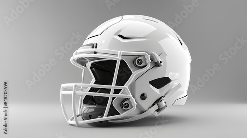 American football helmet in white nowadays that is both stylish and safe. Idea Helmet, Safety, Fashion, Modern American Football, Generative AI.