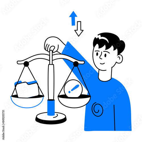 Get this doodle mini illustration of balancing data 