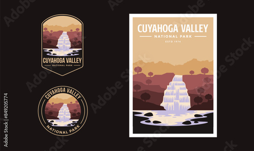 Set of Cuyahoga Valley National Park graphic illustration badge poster vector
