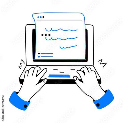 Trendy doodle mini illustration of data entry 
