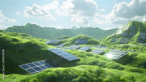 Futuristic Solar Panels Harnessing the Sun s Radiance in a Verdant Landscape