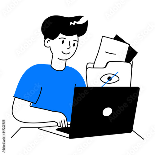 Premium doodle mini illustration of hidden folder 